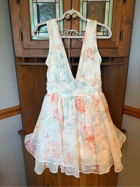 Abercrombie & Fitch Pastel Pink Floral V-Neck Girls' Dress